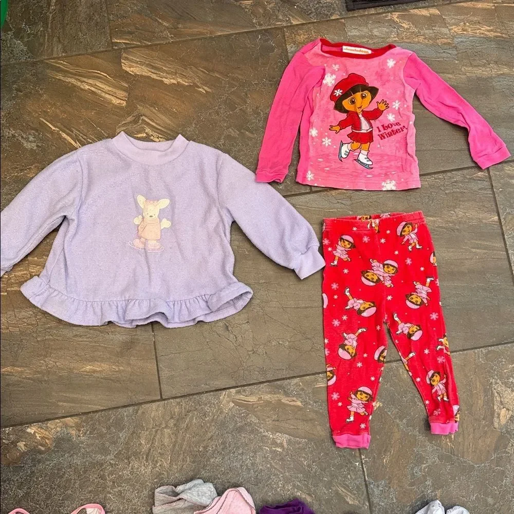 17 piece Mixed 18 month Toddler Girls Clothing Lot - Pastel Pink, Teal, Purple